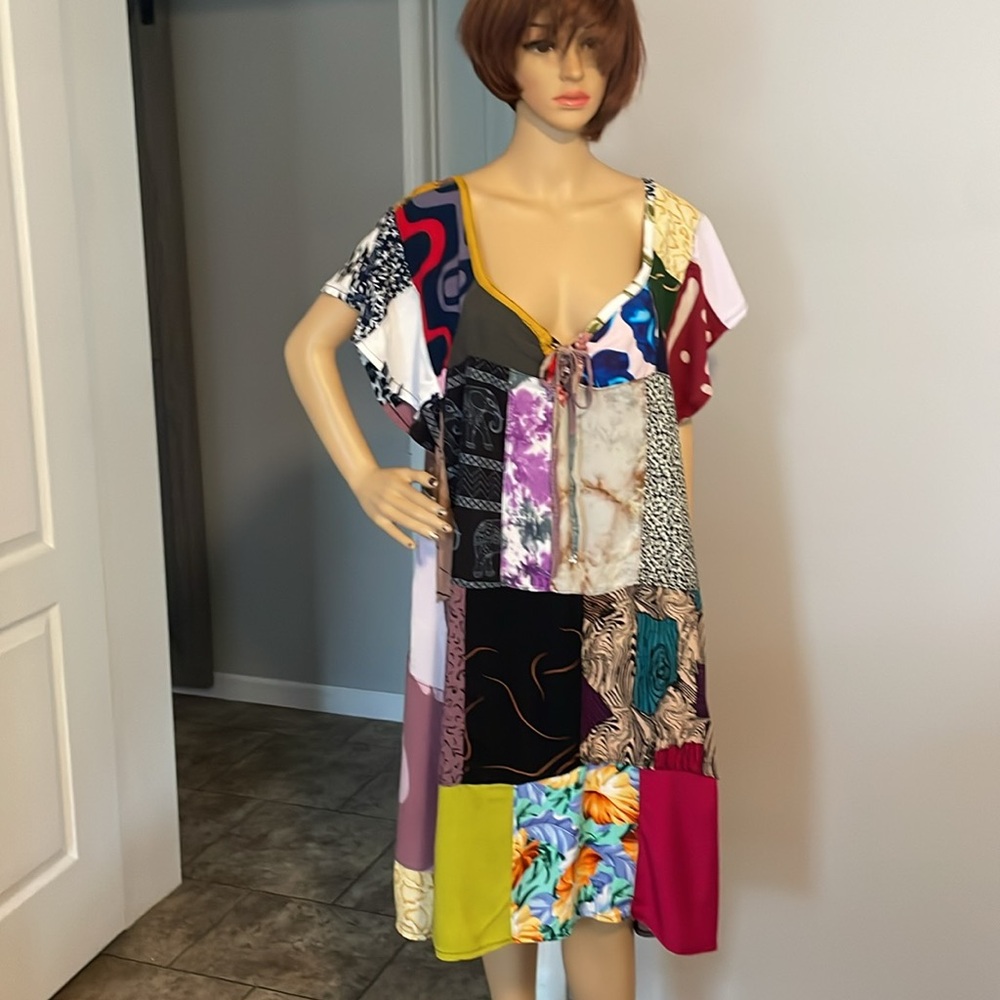 Peaceful People Colorful Patchwork Dress